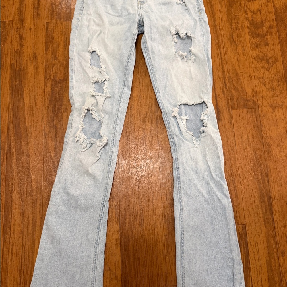 Hollister Light Blue Distressed Flare Jeans